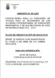 ABIERTO EL PLAZO DE AYUDAS PARA EL TRASPORTE